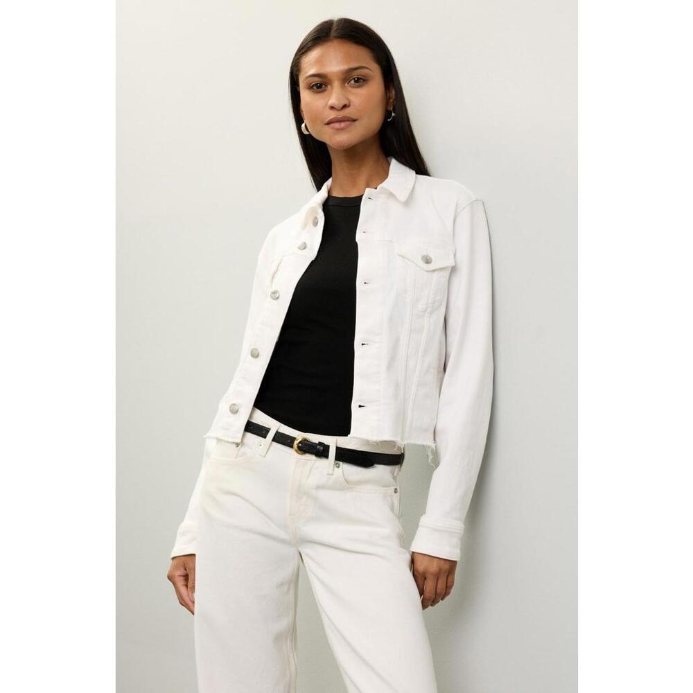 7 For All Mankind White Trucker Jacket Size L with Light Discoloration